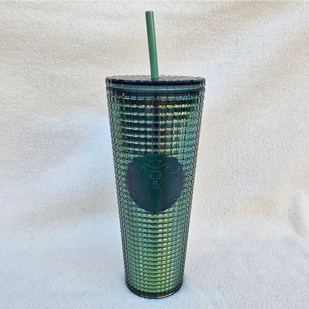 Starbucks Green Rainforest Grid Iridescent Tumbler 24oz